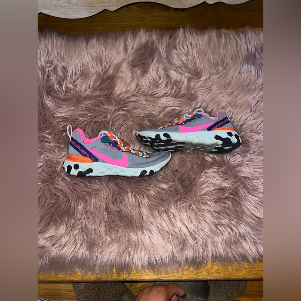 Nike women’s ' Sneakers in Pink, Gray, and Orange